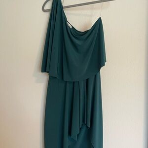 Charlotte Russe Green Asymmetrical One-Shoulder Cocktail Gown